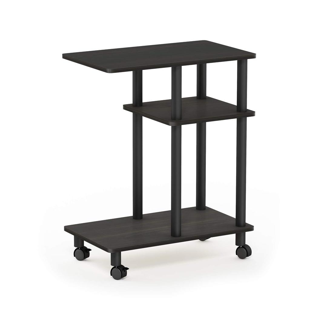 Furinno U-Shaped Side Table with Casters, Espresso/Black [Officially Imported from Japan]