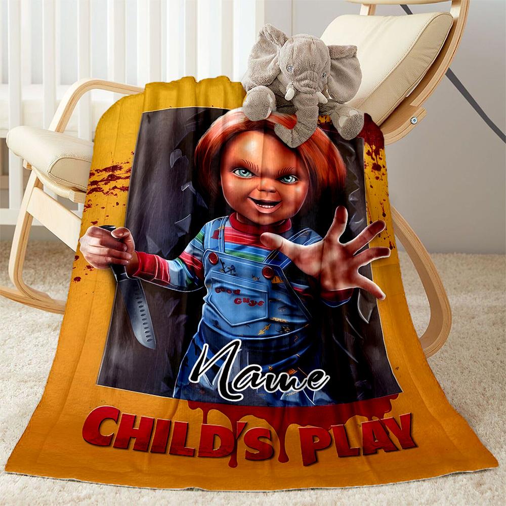 Chucky's Creepy Adventure Personalized Name Blanket Lightweight Customizable Blanket Warmthful Decor Throw For Sofa Living Room Bedding Bed
