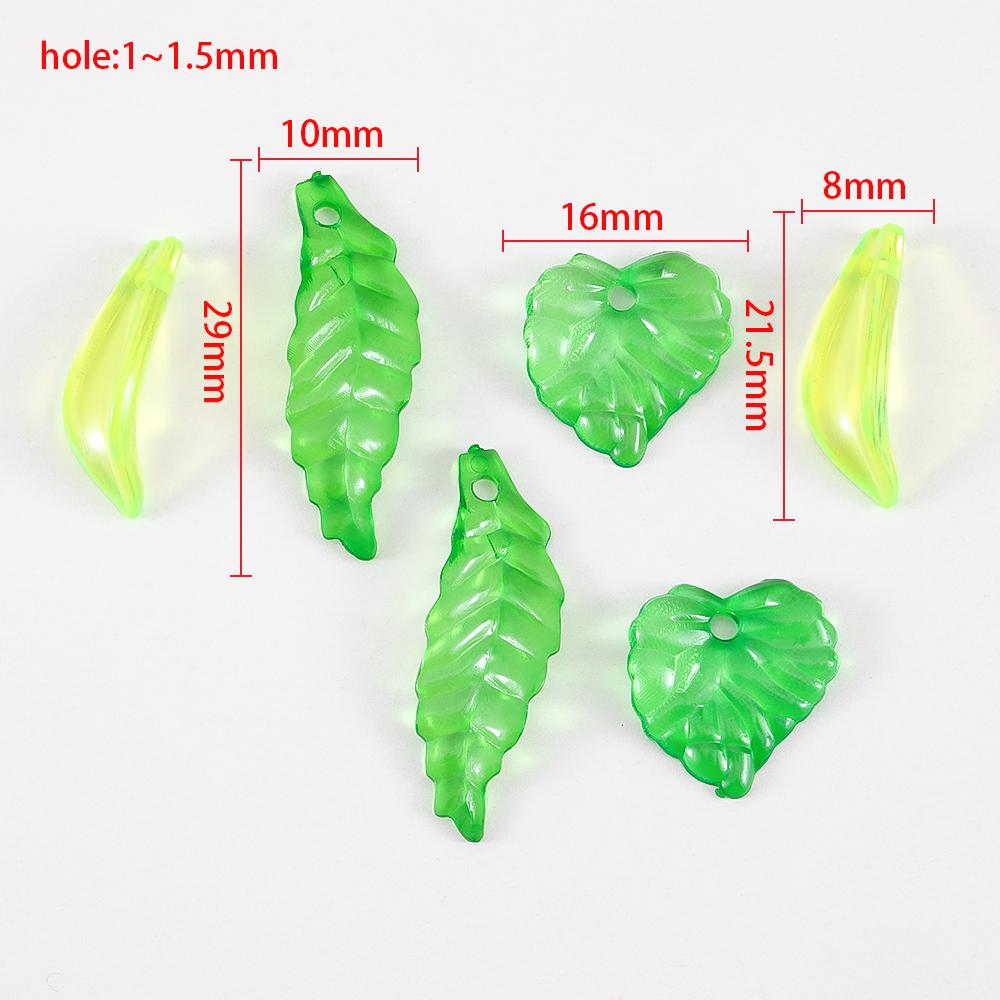 50pcs 100pcs Acrylic Green Leave Pendants Charms Plastic Flower Leaf Loose Beads DIY Earrings Wedding Hair Craft Jewelry Making