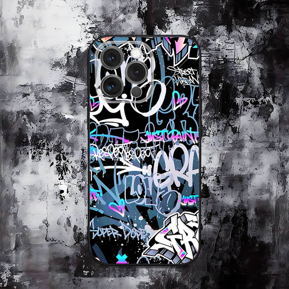 

Cool Colorful Graffiti Phone Case For iPhone 16,15,14,13,12,11,Pro,Max,Plus,X,XS,SE,E,Mini,Soft Silicone Black Case iPhone12