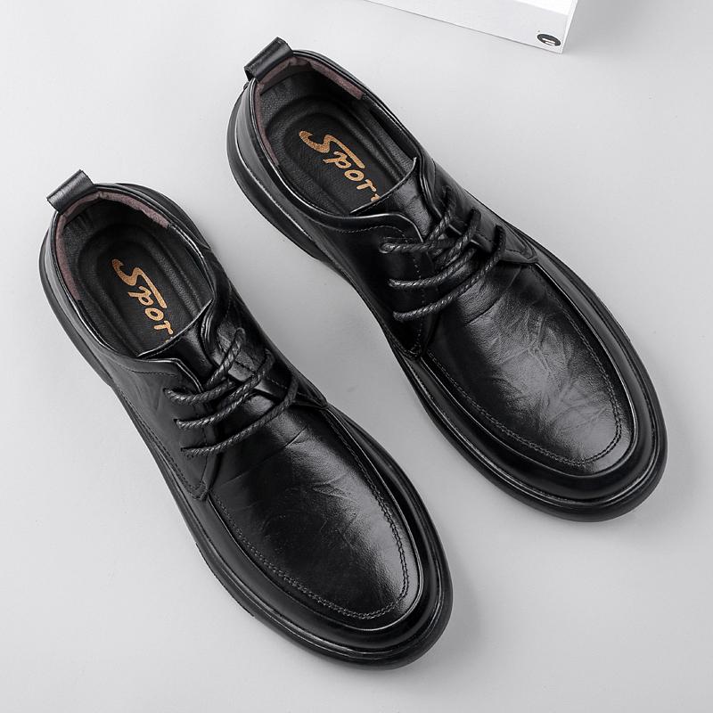 Autumn Winter New Men Shoes Genuine Leather Mens Casual Sneakers Classic Business Comfort Shoes Men Genuine Rubber Oxford Shoes