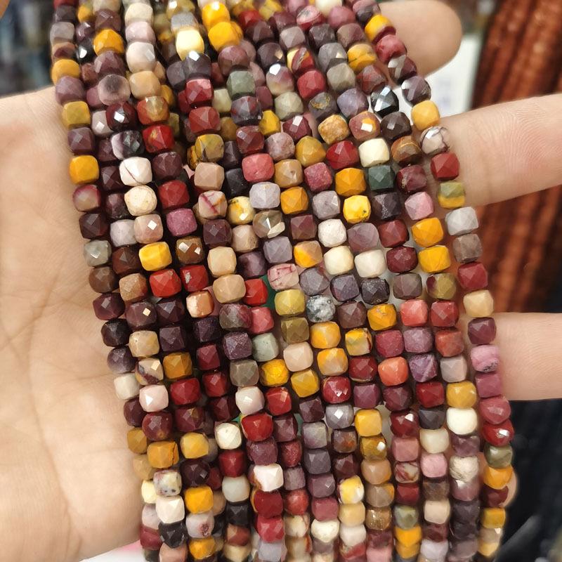4x4mm Natural Stone Faceted Square Beads: Amethyst, Tourmaline, Garnet Jewelry Accessories