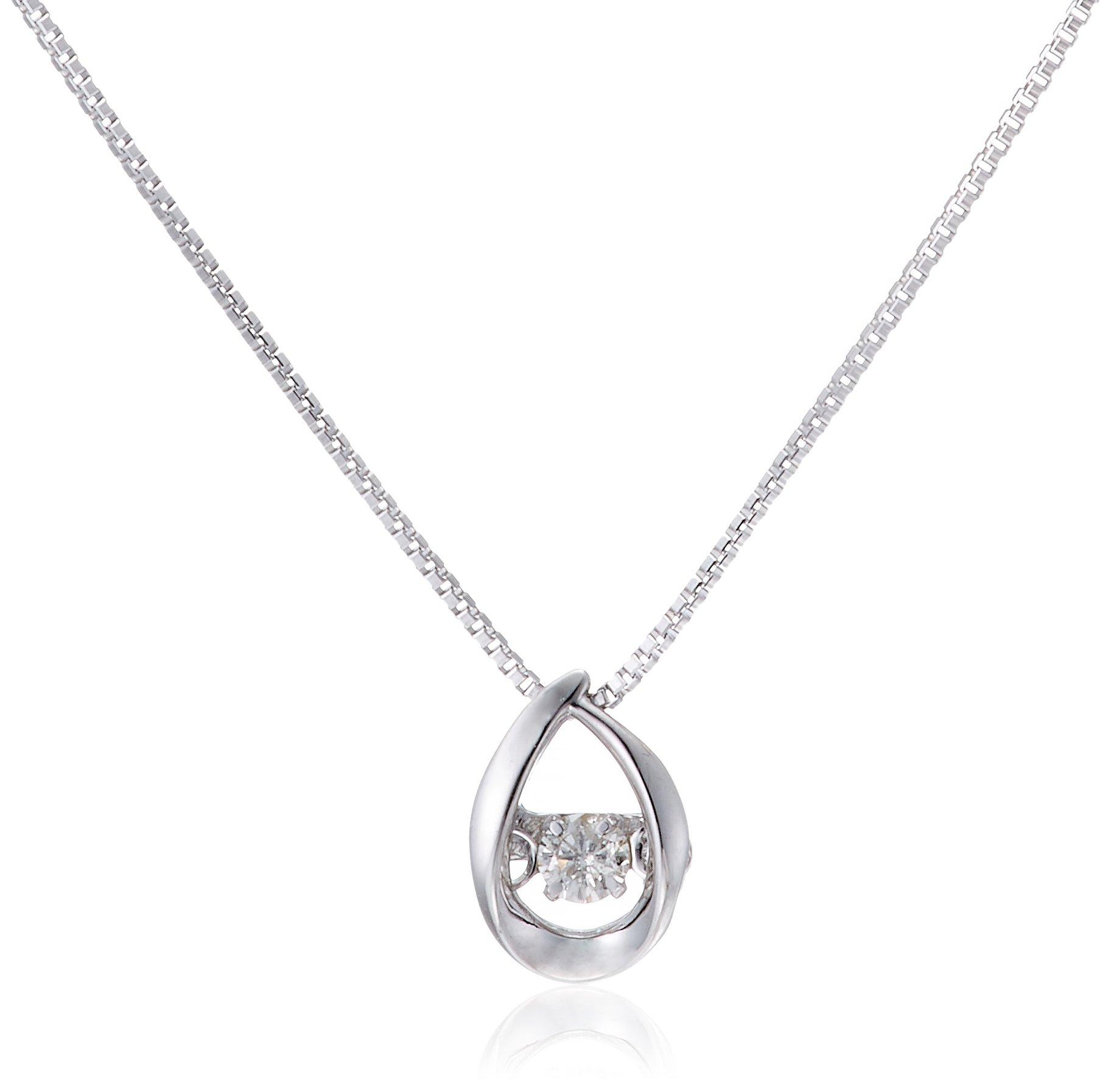 Diamond White Gold K10 Dancing Stone Necklace for Women [D Collection] 0.03ct