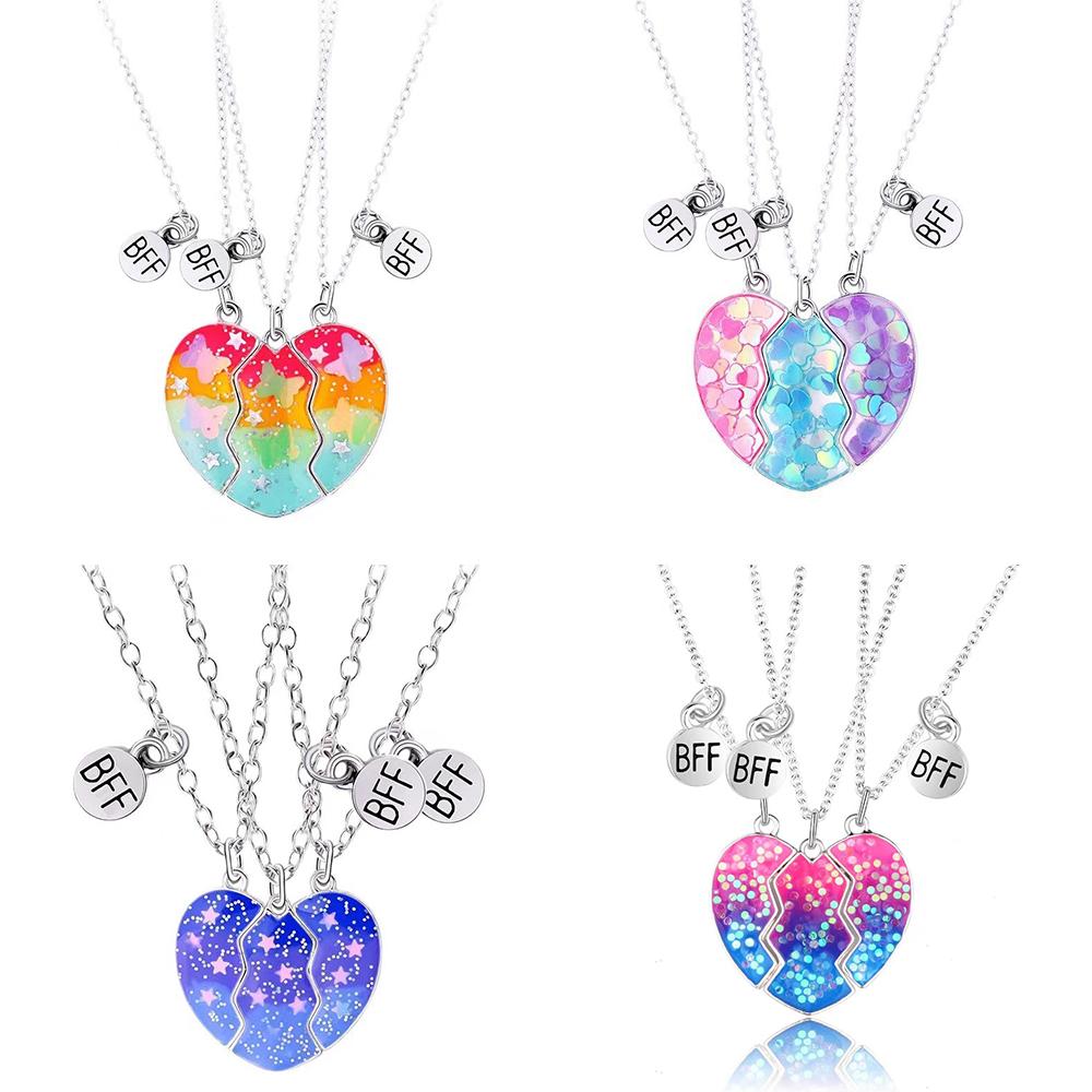 3 Pcs/Set Best Friend Magnet Pendant Necklace Creative Pentagram Alloy Accessories Friendship Necklace Best Friend Alloy Pendant