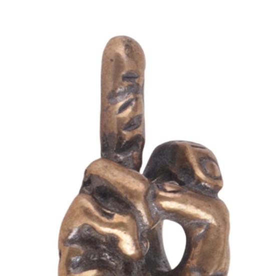 Middle Finger Figurine Brass Gold Freestanding Hand Sculpture Copper Middle Finger Pocket Lucky Charm