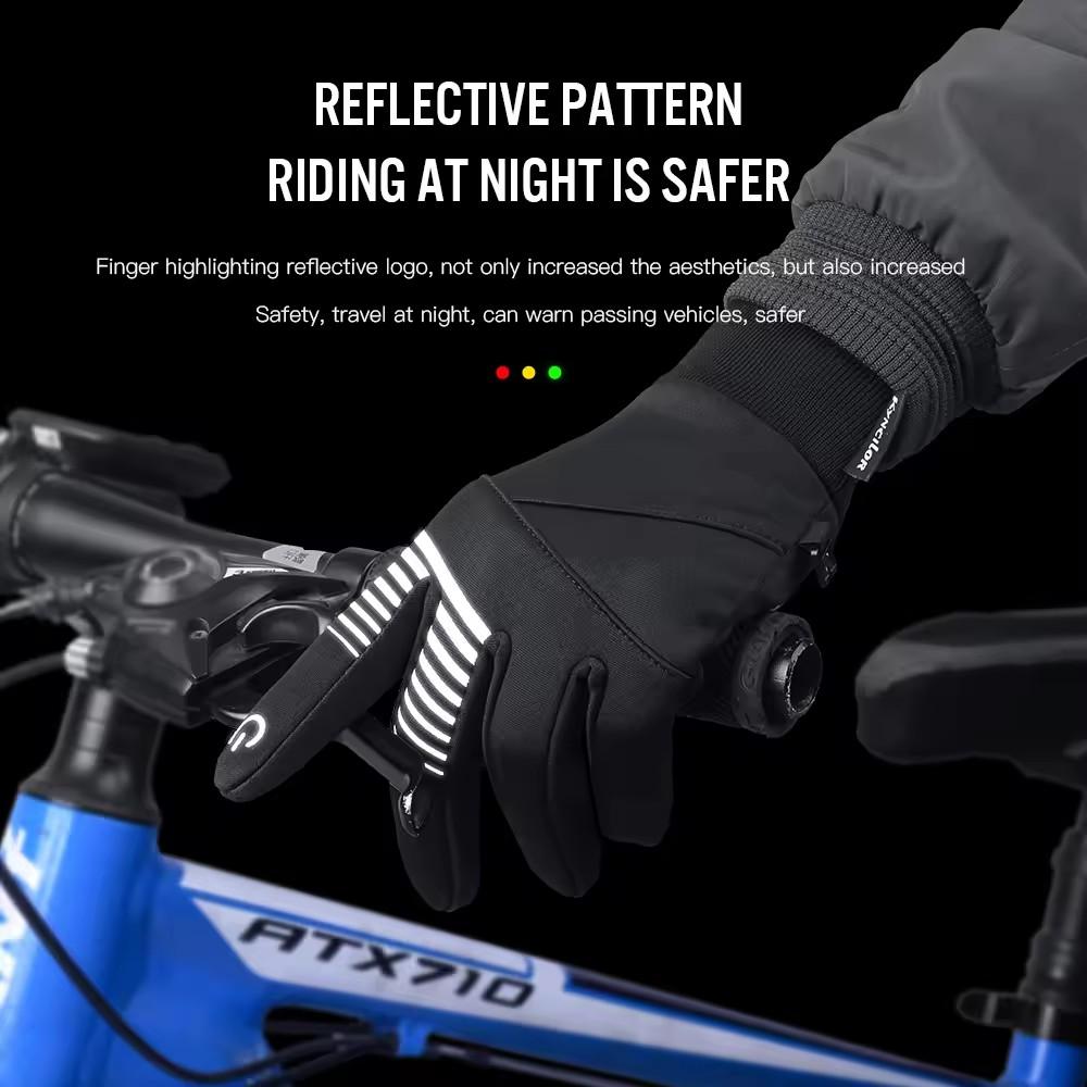 Winter Men's Outdoor Sports Warm Black Gloves Touch Screen Waterproof Skiing Full Finger Gloves Motorcycle Riding Skiing Gloves