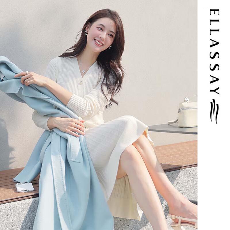 ELLASSAY Women's V-Neck Knit Dress