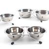 Small Anti-Slip Pet Food Water Bowls Double Stainless Steel Dog Feeder Feeding Station Non-Slip Frame Pet Feeder