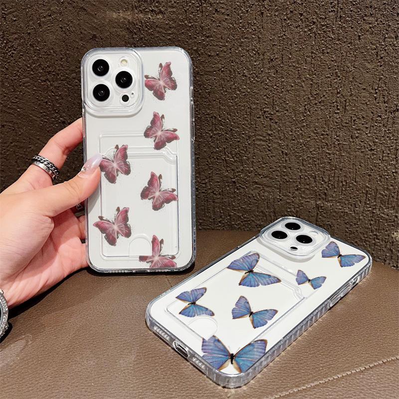 Card Slot Holder Silicone Wallet Pocket Case For iPhone 17 Air 16 15 14 Redmi Note 12 13 Oppo A18 A38 A58 Samsung S23 S24 S25 Cover Clear Phone Bumper