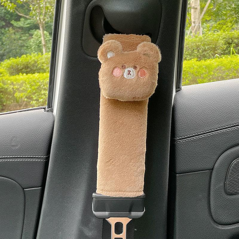 

Car Seat Belt Shoulder Sleeve Cute Cartoon Bear Rabbit Interior Supplies Safety Belt Cover Plush Soft Car Accessories Interior