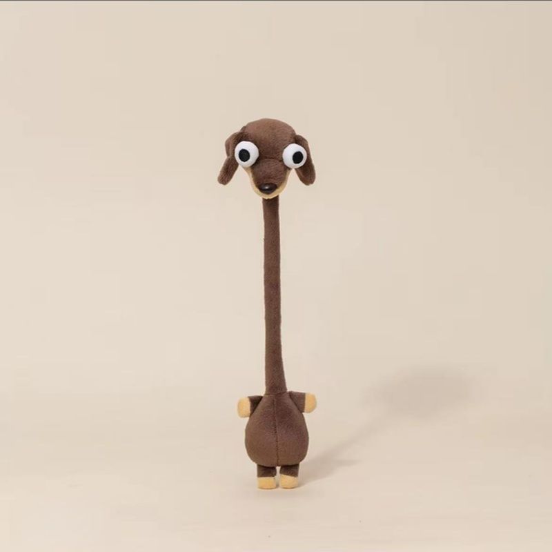 Adorable Long Necked Animal Plush Set Googly Eye Duck Cow Meerkat Stuffed Toy Cute Desk Decor Keychain Pendant, Perfect Gift for Girls Dog-40cm