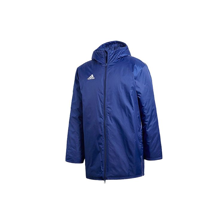 

Adidas Однотонная повседневная ветрозащитная теплая хлопковая куртка с логотипом для мужчин, куртки, синяя CV3747 L