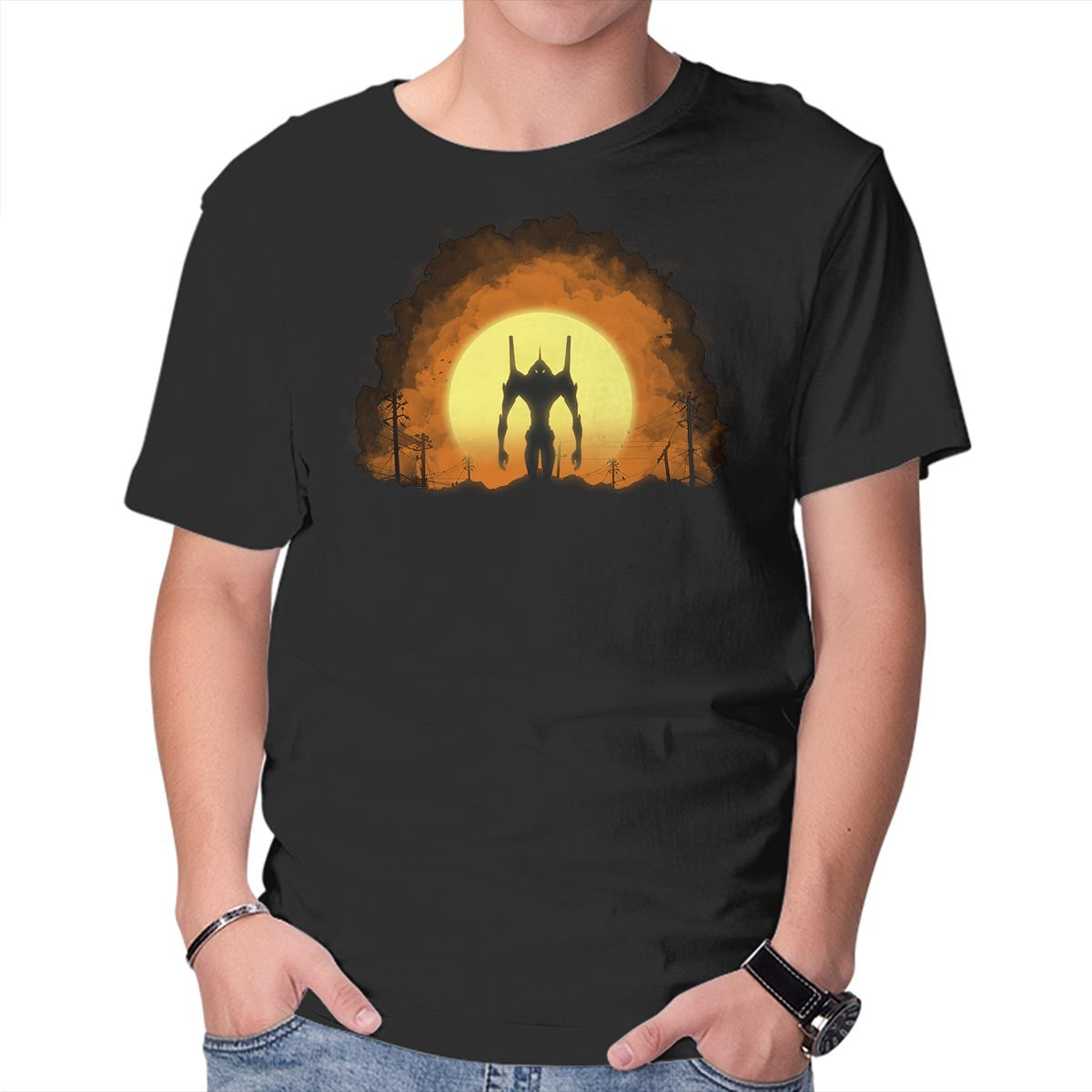 Unisex Crew Neck T-Shirt Eva Sunset Graphic Short Sleeve Casual Tee XL