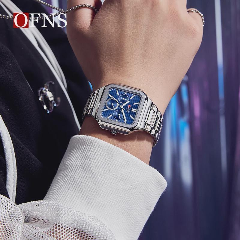 OFNS Fashion Men's Quartz Watch Elegant Clock Calendar Luminous Wristwatch Business Casual Watches