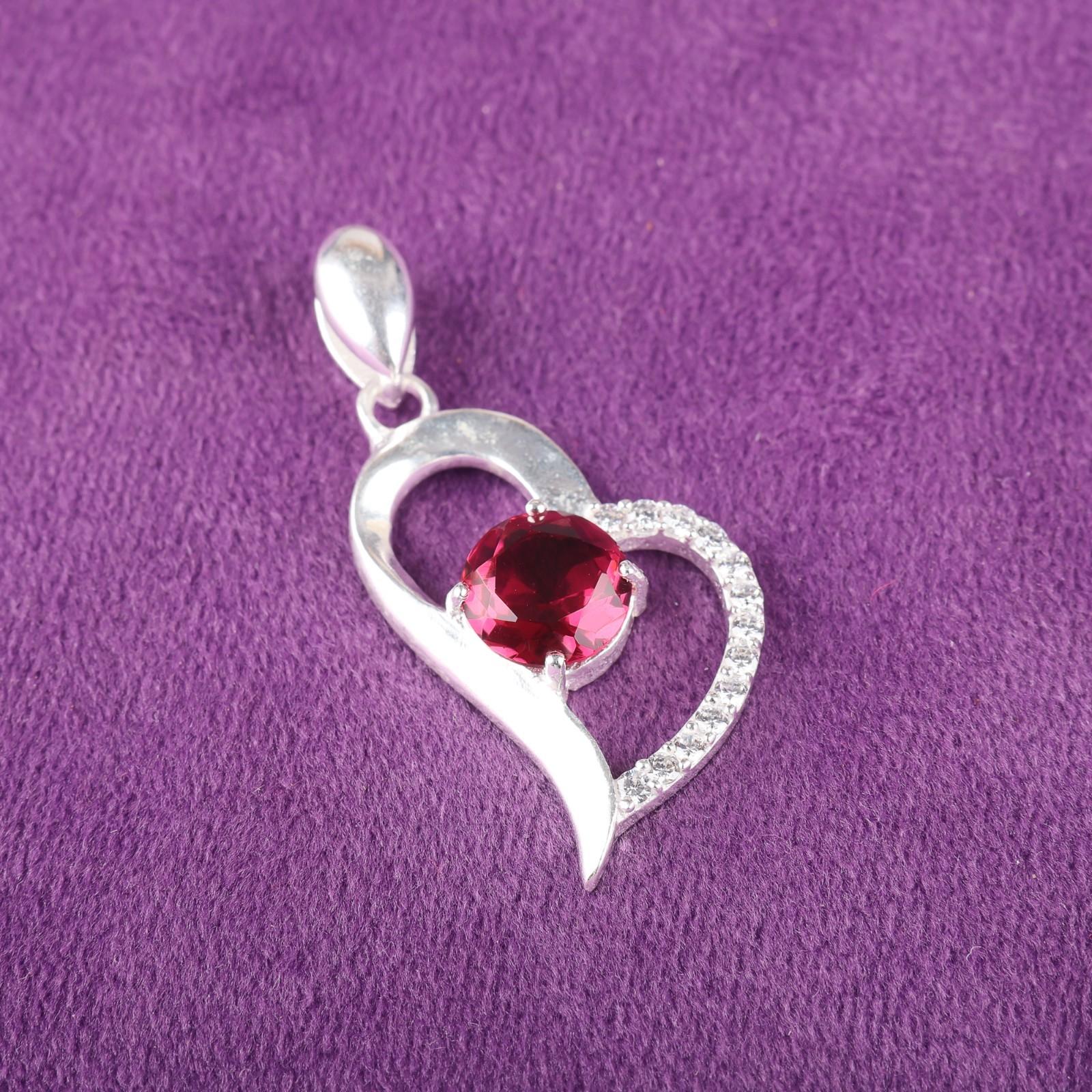 

Розовый Рубеллит Драгоценный Камень 925 Стерлинговое Серебро Цирконий Ювелирные Изделия Подвеска Сердце 1,37 CZP-5-13
