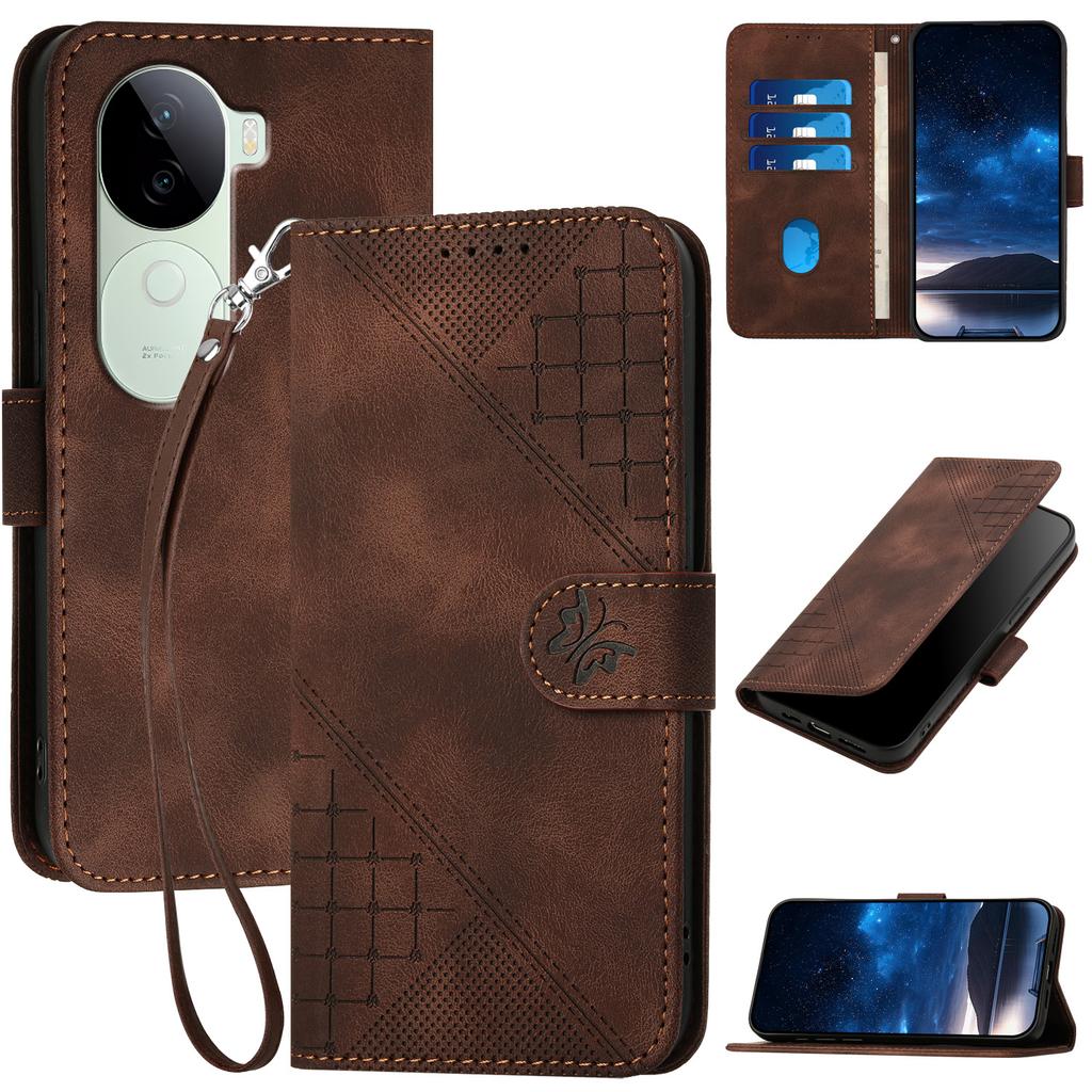 YX0080 For vivo V40e 5G/iQOO Z9s 5G Case Butterfly Imprint Leather Wallet Phone Cover