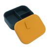 Silicone Bento Lunch Box Rectangle Leakproof 3 Compartment Divided Food Storage Container for Kids Adults Yellow