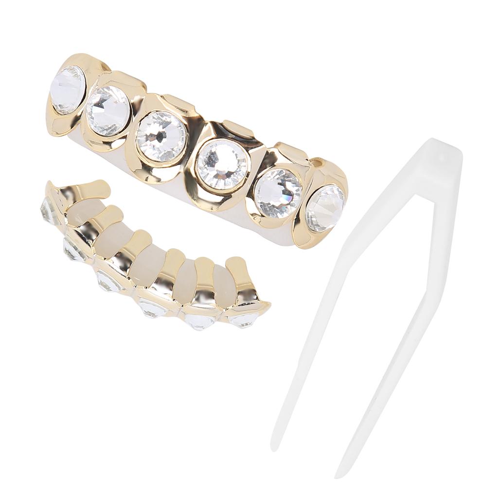 Upper Lower Shining Hip Hop False Teeth Set Halloween Festival Teeth Decoration Brace