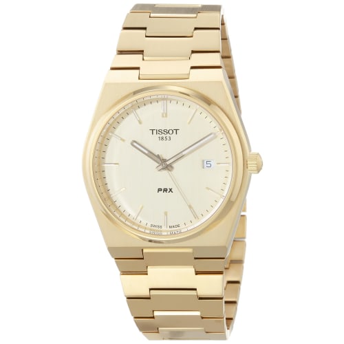 Tissot PRX Men's Watch with Champagne Dial and Bracelet, Officially Imported, Model T1374103302100