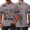 Men's Casual Fashion V-Neck Independence Day Print Short Sleeve Sports T-Shirt Top
