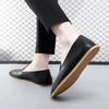Men's Handmade Leather Slip on Shoes Casual Soft Loafers Simple Comfy Moccasins Breathable Male Boat Shoes Fashion Business Flats