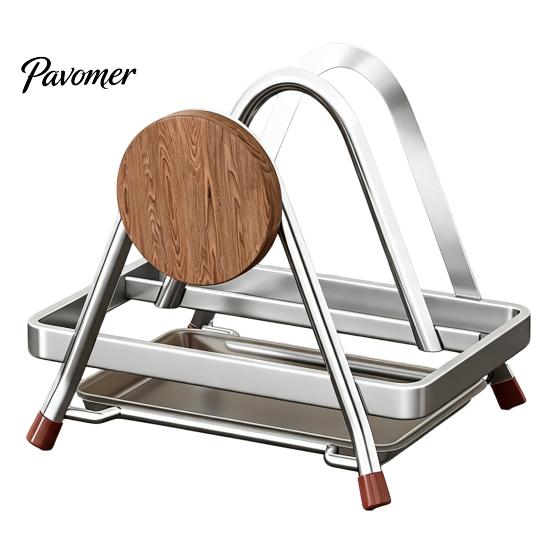 Stainless Steel Pot Lid Holder Cutting Board Storage Rack, Vertical Kitchen Countertop Organizer for Stand Lids, Chopping Boards Rust-proof