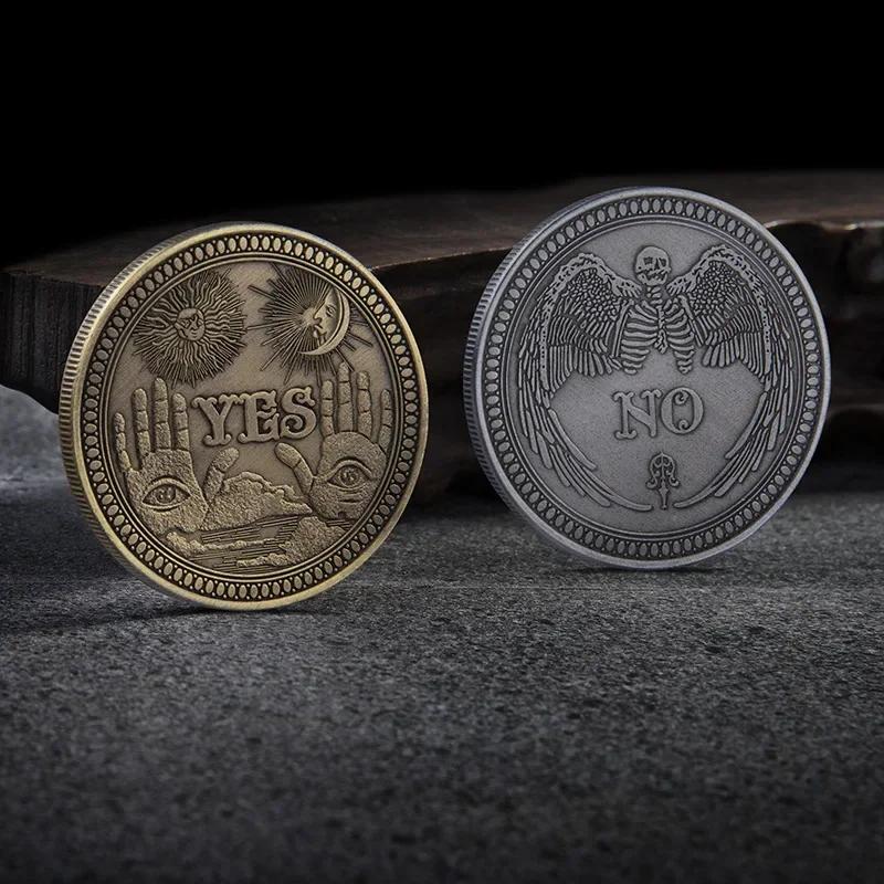 Yes or No Prediction Decision Coin Gothic Double Sided Relief Plating Commemorative Coins Creative Skull Divination Collectibles