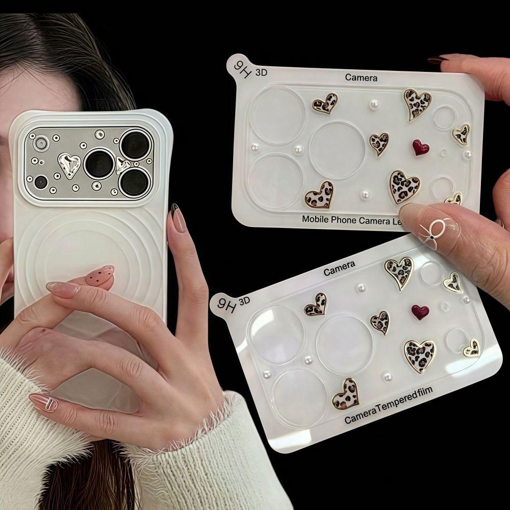 Diamond 3D Heart Glass Camera Protector Clear HD Anti Scratch Lens Film Shockproof Full Cover for iPhone 17 Pro Max 17Pro