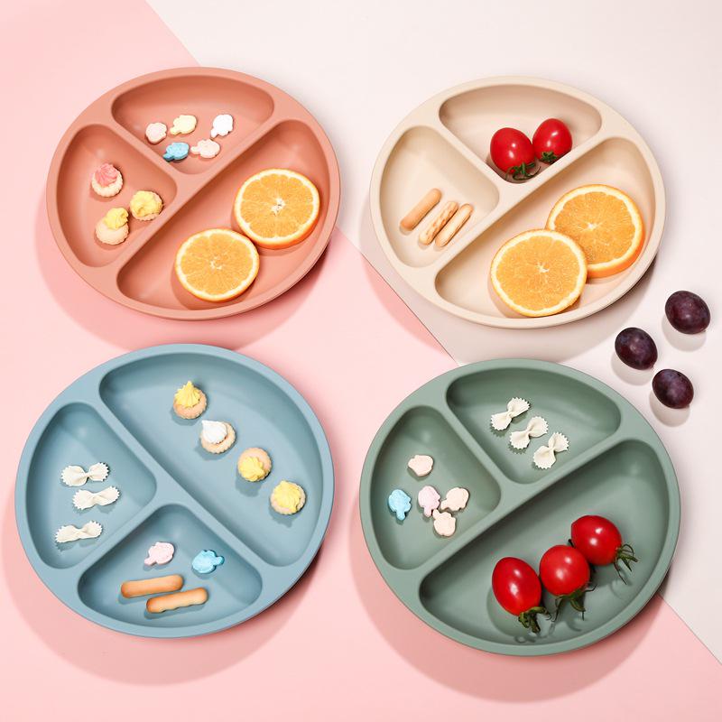 In-Stock Baby Silicone Meal Tray with Suction Cup - Compartmented Tableware