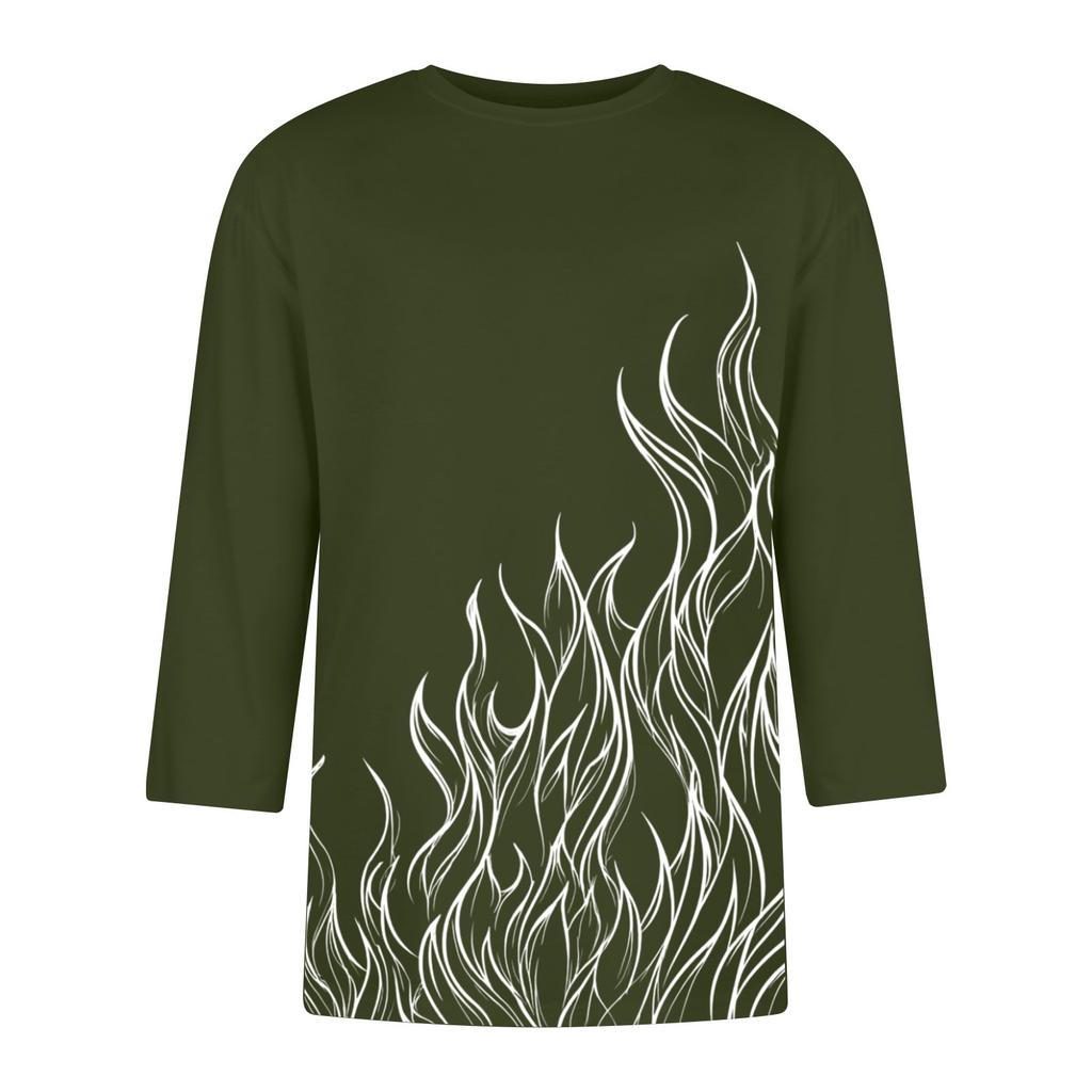 Men'S Round Neck Three-Quarters Sleeve Top Casual Fashion T-Shirt