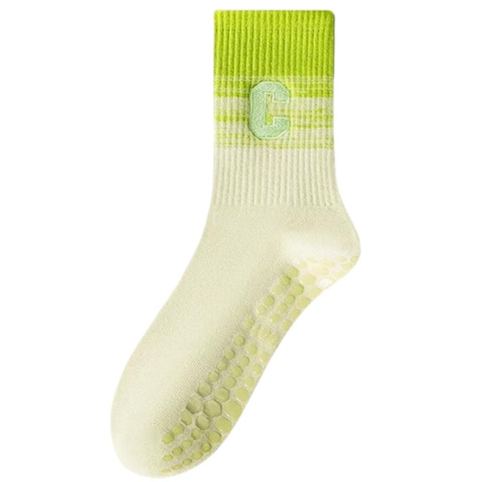 Chaussettes de Pilates Yoga Antidérapantes pour Femmes - Design Mi-Mollet Absorbant la Sueur pour les Entraînements de Printemps et d'Automne