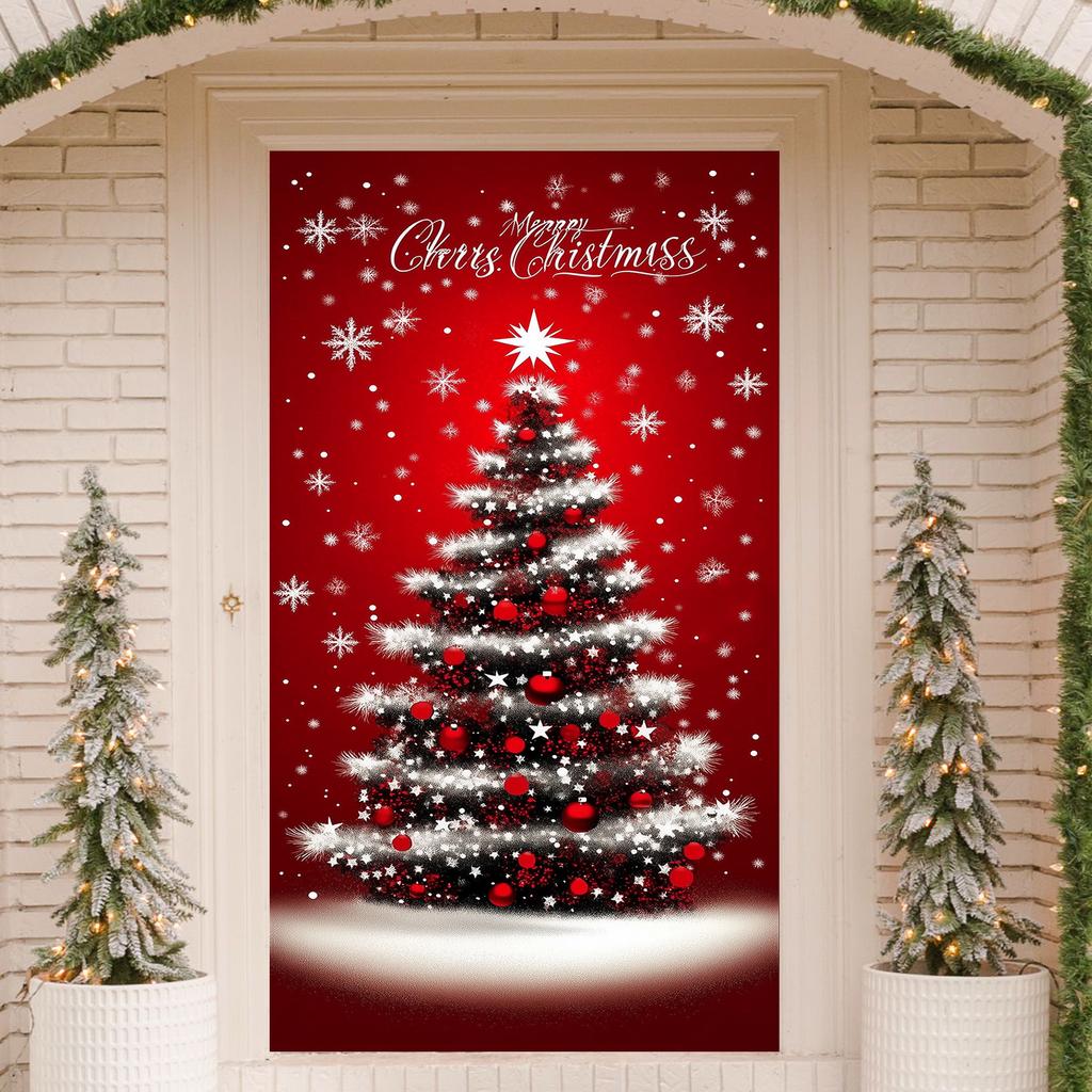 Christmas Door Decoration Festival Party Background Decoration Santa Decoration Tapestry
