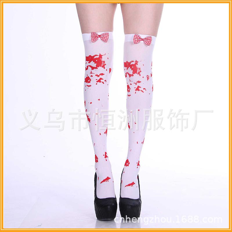 Halloween Haunted House Hospital Nurse Dress Up Socks Ladies Red Cross Knee Cos Ghost Doctor
