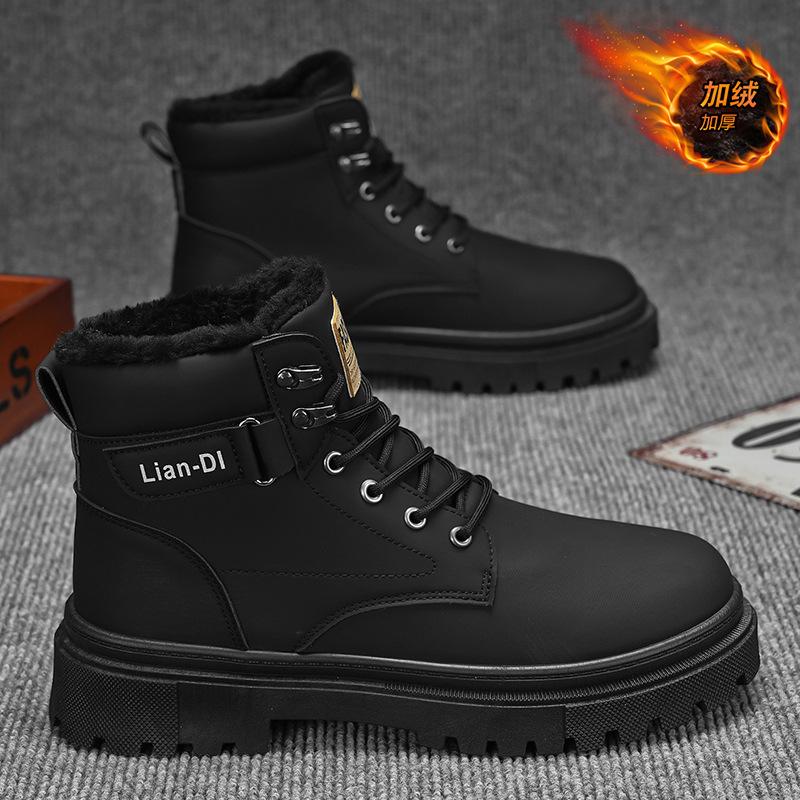 Winter Men s Boots Fashion Casual High-top Boots Waterproof Leather Boot Plush Warm Winter Boots for Men Lace Up Platform Botas 39 2700₽