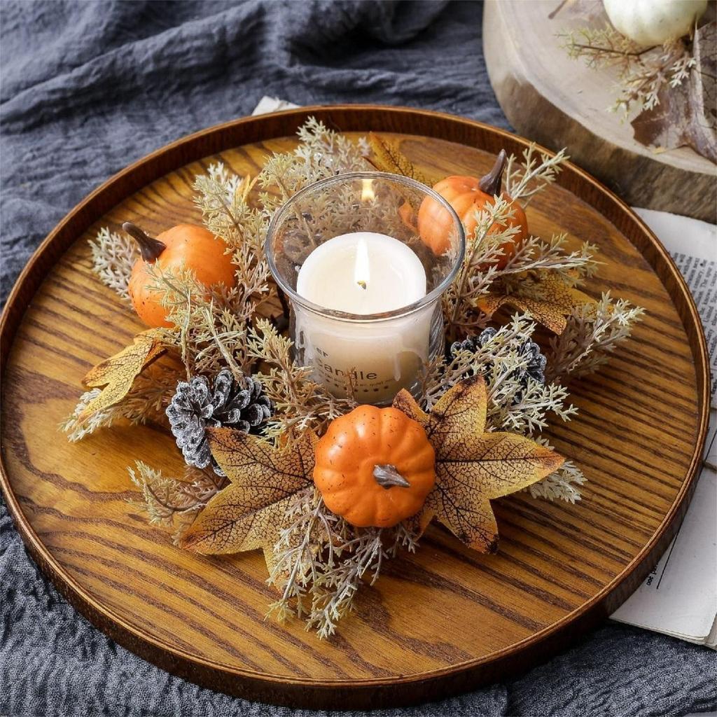Pumpkin-decorated Scented Candles, Candlesticks, Wreaths, And Decorative Items