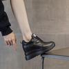 Women's 2025 Spring Height-Increasing White Sneakers - 10CM Thick Sole, Genuine Leather, Casual Sports Shoes