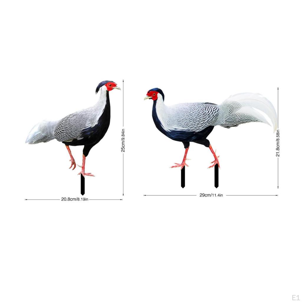 2 Stück Vogeldekorationen mit Erdspießen Bedruckte Acryl-Umrisse Einfach zu verwendende Silhouette
