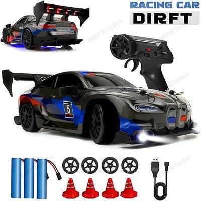 4WD RC Auto mit LED Fernbedienungsautos Hochgeschwindigkeit Schnell Driften Rennen 2,4G Funk RTR Fahrzeug GTRPRO Modell Spielzeug Kinder Geschenk
