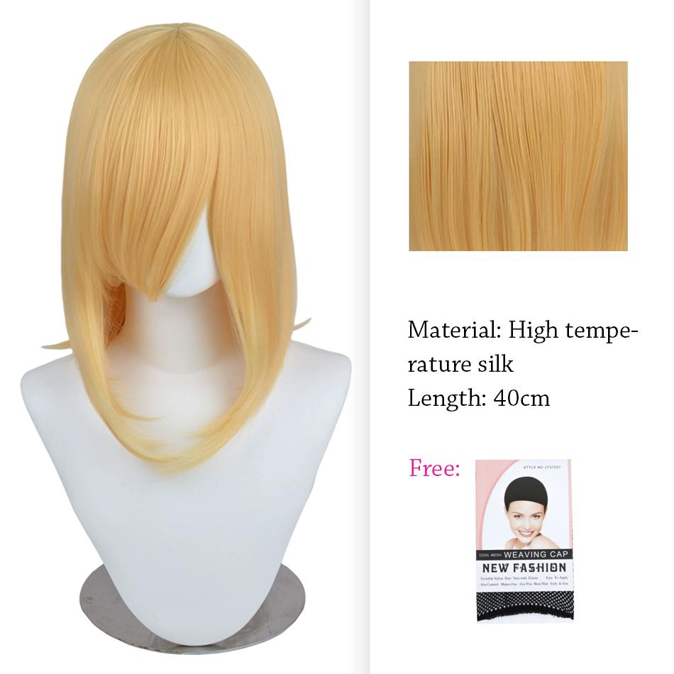 40cm Anime Synthetic White Purple Cosplay Wigs Short Green Hair Straight Silver Wig Pink Hairpiece Short Wig with Bangs