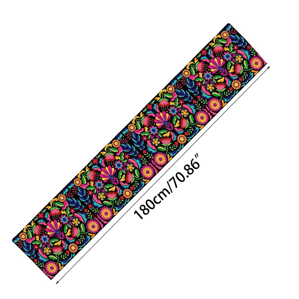 Mexico Flower Table Runner Ethnic Festival Party Kitchen Dining Tablecloth Colorful Floral Print Table Cover