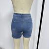 European & American Women's Handmade Ripped Light Blue Loose Denim Shorts