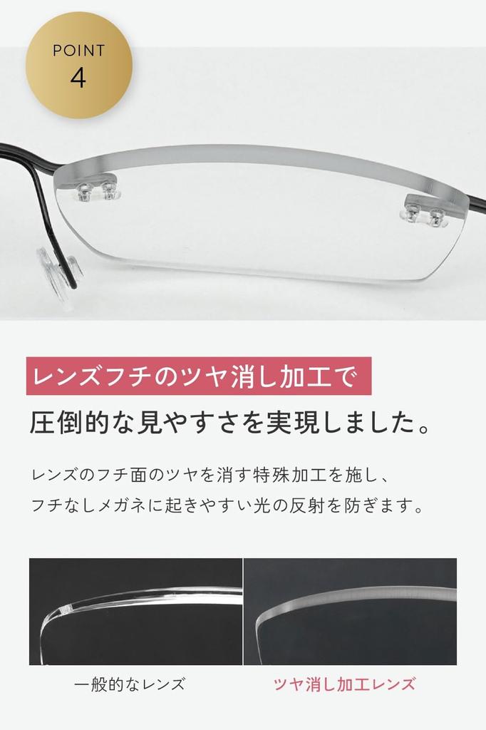 Reading Glasses Borderless Ultra Light Two Point Reading Glasses Blue Light Cut Black Matte [eyeforyou] I4U-R1001 +1.00