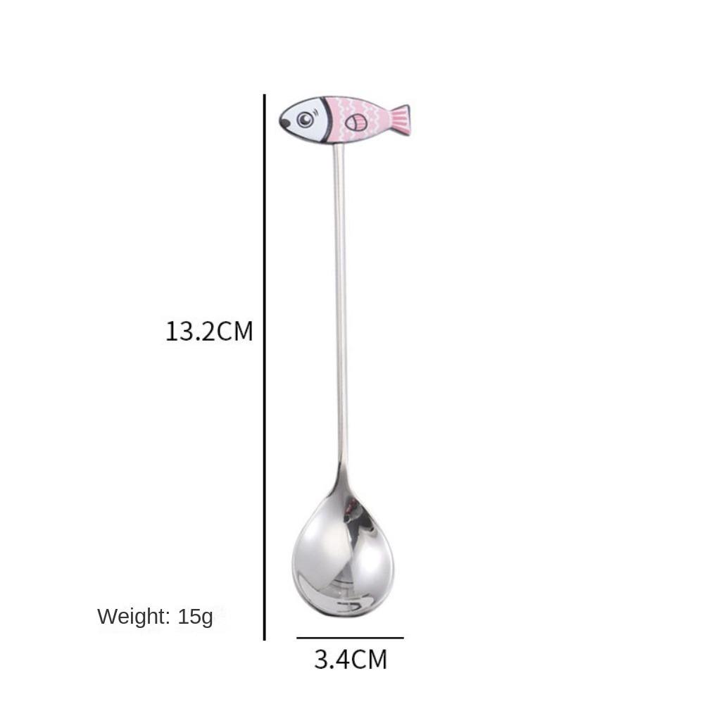 Japanese Korean Style Cartoon Cat Spoon Polished Honey Stirring Spoon New Dessert Spoon
