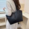 Women Fashion Retro Colorblock Simple Large Capacity Commuting Tote Shoulder Bag