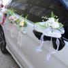 Elegant Blue Bridal Car Mirror Plant Ornament Synthetic Cloth Arrangement For Outdoor Wedding Event