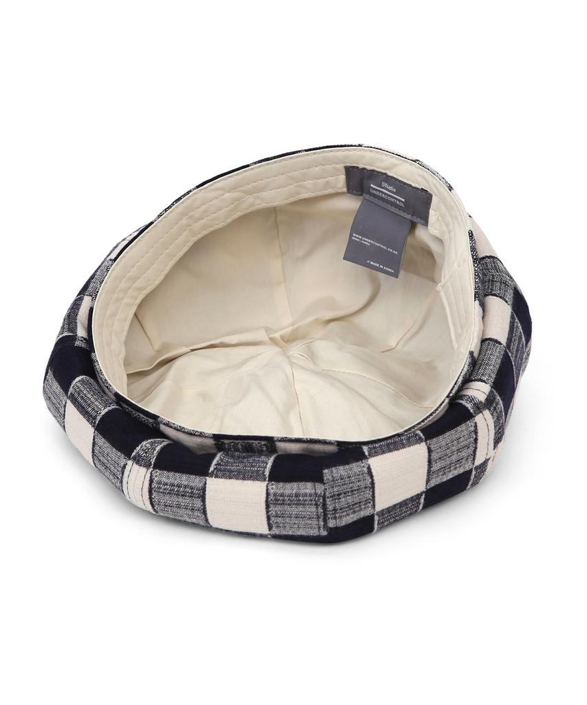 Eondeokeonteulolseutyudio Autumn Beret Bread Beret / Shade Check / Milk Navy