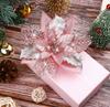 100pcs Glitter Artifical Christmas Flowers Mreey Christmas Tree Decoration Happy New Year Ornaments Xmas Fake Flowers natal