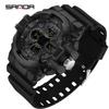 SANDA Dual Display Fashion G- Style Military Watch LED Digital Sports Watches For Man Waterproof Luminous Quartz Men Wristwatch