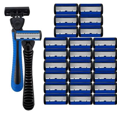 6-layer Razor Blade, Men's Stainless Steel Blade, Classic Water Washed Razor, Sharp Blade for Clean Shaving