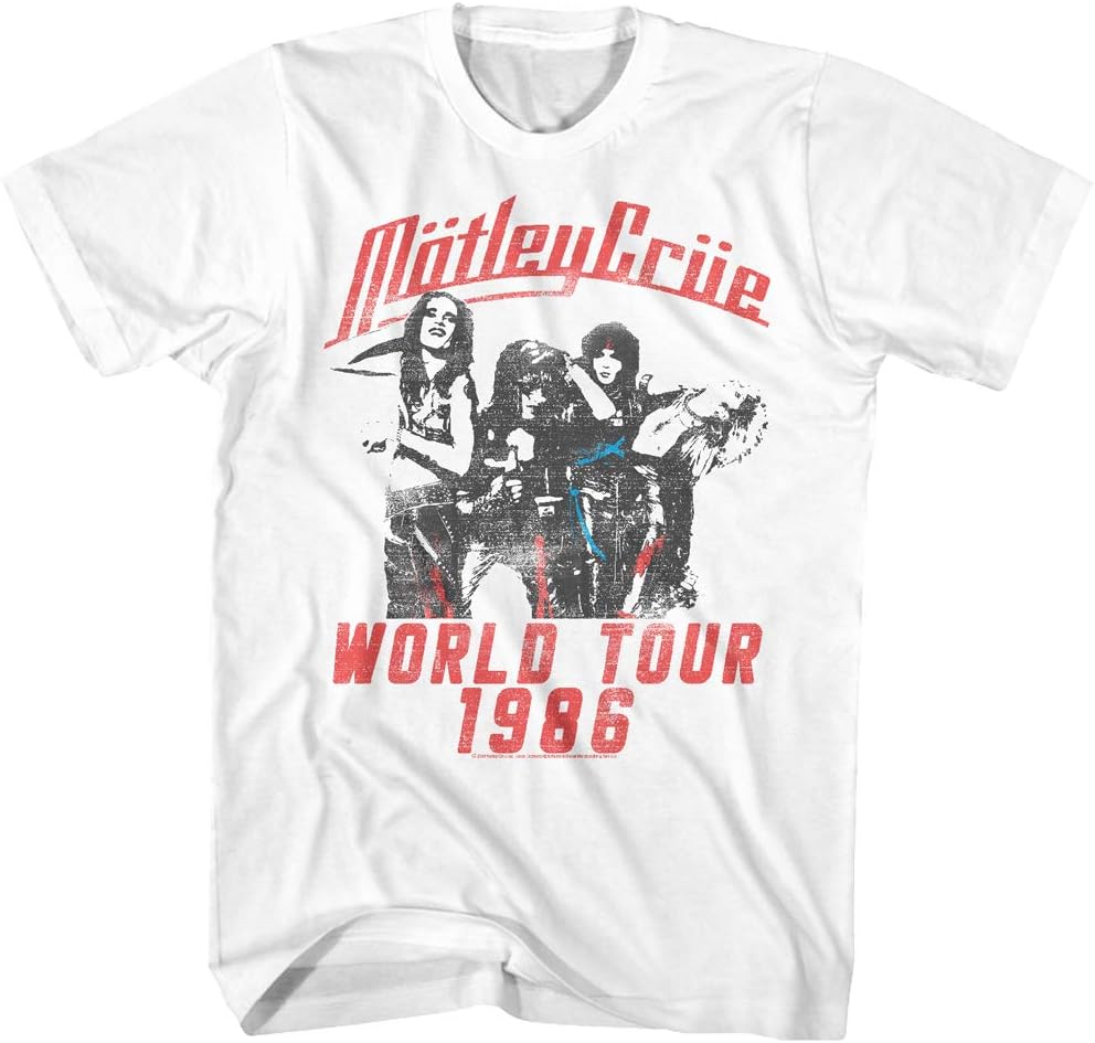 Motley Crue 1986 Американская Хэви-метал Рок-группа Мировой Тур Белая Взрослая Футболка S разноцветный